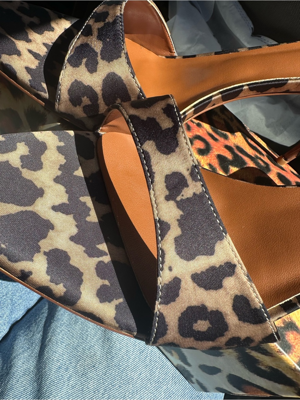 Frankie Hsu Leopard Print Open-Toe Stiletto Heels - Picture 9 of 13